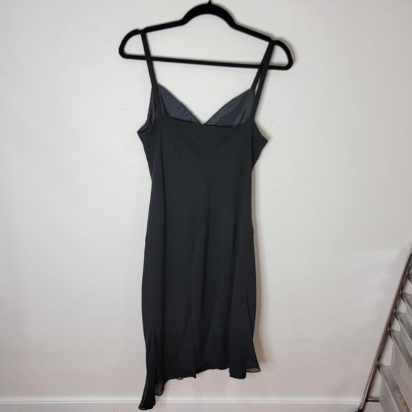Evan Picone Black Beaded Asymmetrical Slip Dress - Picture 2 of 6